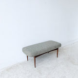 Mid Century Upholstered Bench on Tapered Legs