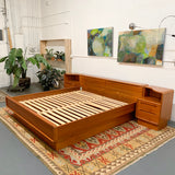 Danish Teak King Size Platform Bed with Nightstands