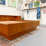 Danish Teak Queen Size Platform Bed with Floating Nighstands