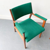 Pair of Mid Century Modern Occasional Chairs with New Green Upholstery