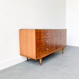 Mid Century Modern Walnut Dresser with Unique Drawer Pulls