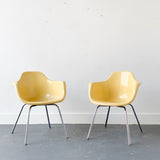 Pair of Vintage Yellow Shell Chairs by Kruger