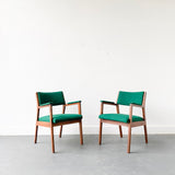 Pair of Mid Century Modern Occasional Chairs with New Green Upholstery