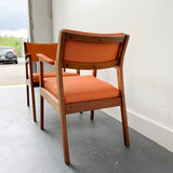 Pair of Mid Century Occasional Chairs with New Orange Upholstery