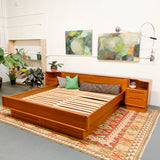 Danish Teak King Size Platform Bed with Nightstands