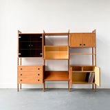 Danish Teak 3 Bay Wall Unit