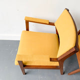 Pair of Mid Century Modern Occasional Chairs with New Yellow Upholstery