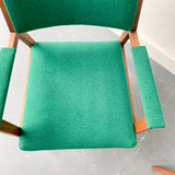 Pair of Mid Century Modern Occasional Chairs with New Green Upholstery