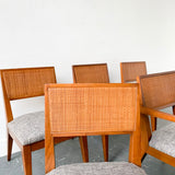 Set of 6 Sculpted Walnut Cane Back Dining Chairs