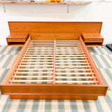 Danish Teak Full Size Platform Bed with Floating Nightstands