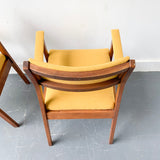 Pair of Mid Century Modern Occasional Chairs with New Yellow Upholstery