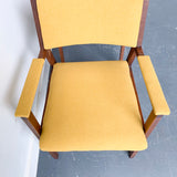 Pair of Mid Century Modern Occasional Chairs with New Yellow Upholstery