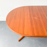 Mid Century Danish Teak Round Dining Table with 2 Leaves