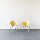 Pair of Vintage Yellow Shell Chairs by Kruger