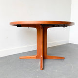 Mid Century Danish Teak Round Dining Table with 2 Leaves