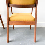 Pair of Mid Century Modern Occasional Chairs with New Yellow Upholstery