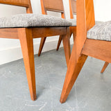 Set of 6 Sculpted Walnut Cane Back Dining Chairs