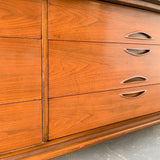 Mid Century Modern Low Walnut Dresser with Curved Top