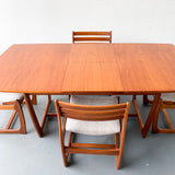 Danish Teak Dining Table with Butterfly Leaf and 4 Dining Chairs