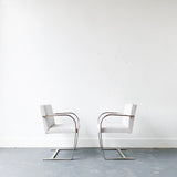 Pair of Mies Van Der Rohe “BRNO” Chairs with New Upholstery