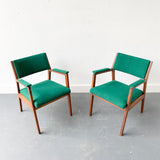 Pair of Mid Century Modern Occasional Chairs with New Green Upholstery