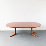 Mid Century Danish Teak Round Dining Table with 2 Leaves
