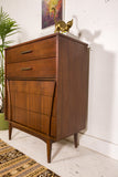 Mid Century Highboy with Sculpted Side Pulls