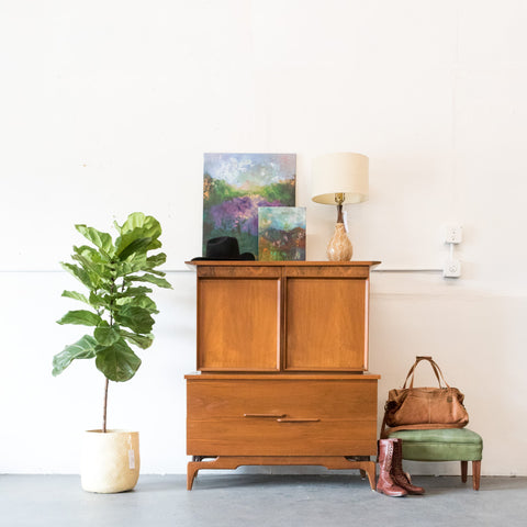 Mid Century Modern Highboy Dresser with Burlwood Details Atomic Furnishing & Design Mid Century Modern Highboy Dresser with Burlwood Details Atomic Furnishing & Design