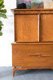 Mid Century Modern Highboy Dresser with Burlwood Details