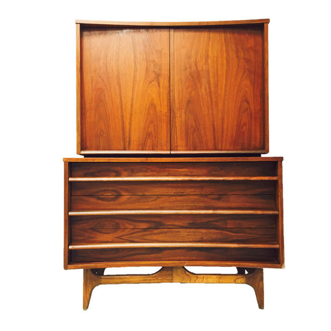 Mid Century Sculpted Walnut Gentlemen's Chest