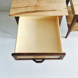 Pair of Modern Curly Ambrosia/Walnut End Tables