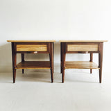 Pair of Modern Curly Ambrosia/Walnut End Tables