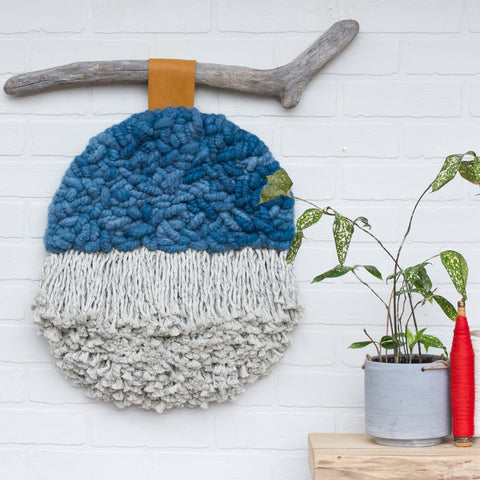 Blue Woven Round Wall Hanging