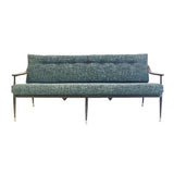 Vintage Metal Sofa with Wooden Arms