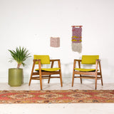 Pair of Gunlocke Chairs - New Chartreuse Upholstery
