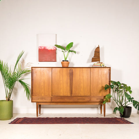 Danish Teak Highboard on Tapered Legs