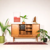 Danish Teak Highboard on Tapered Legs