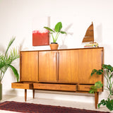Danish Teak Highboard on Tapered Legs