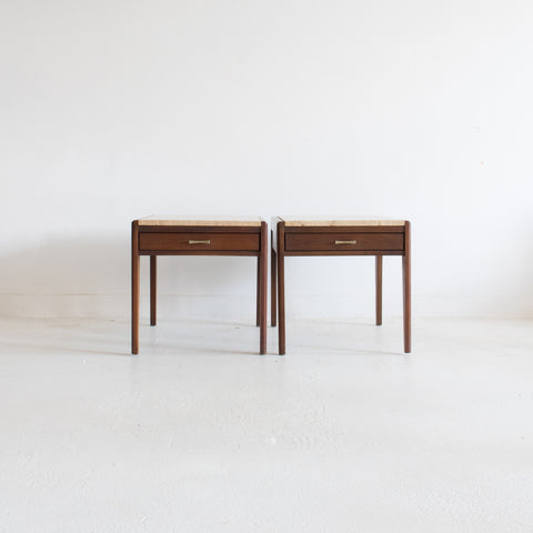 Pair of Travertine End Tables